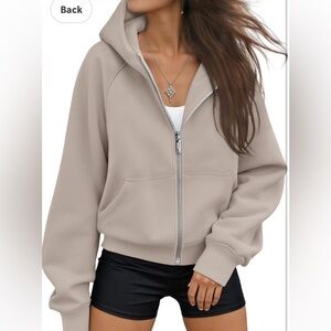 Women's Beige Zip-Up Hoodie
